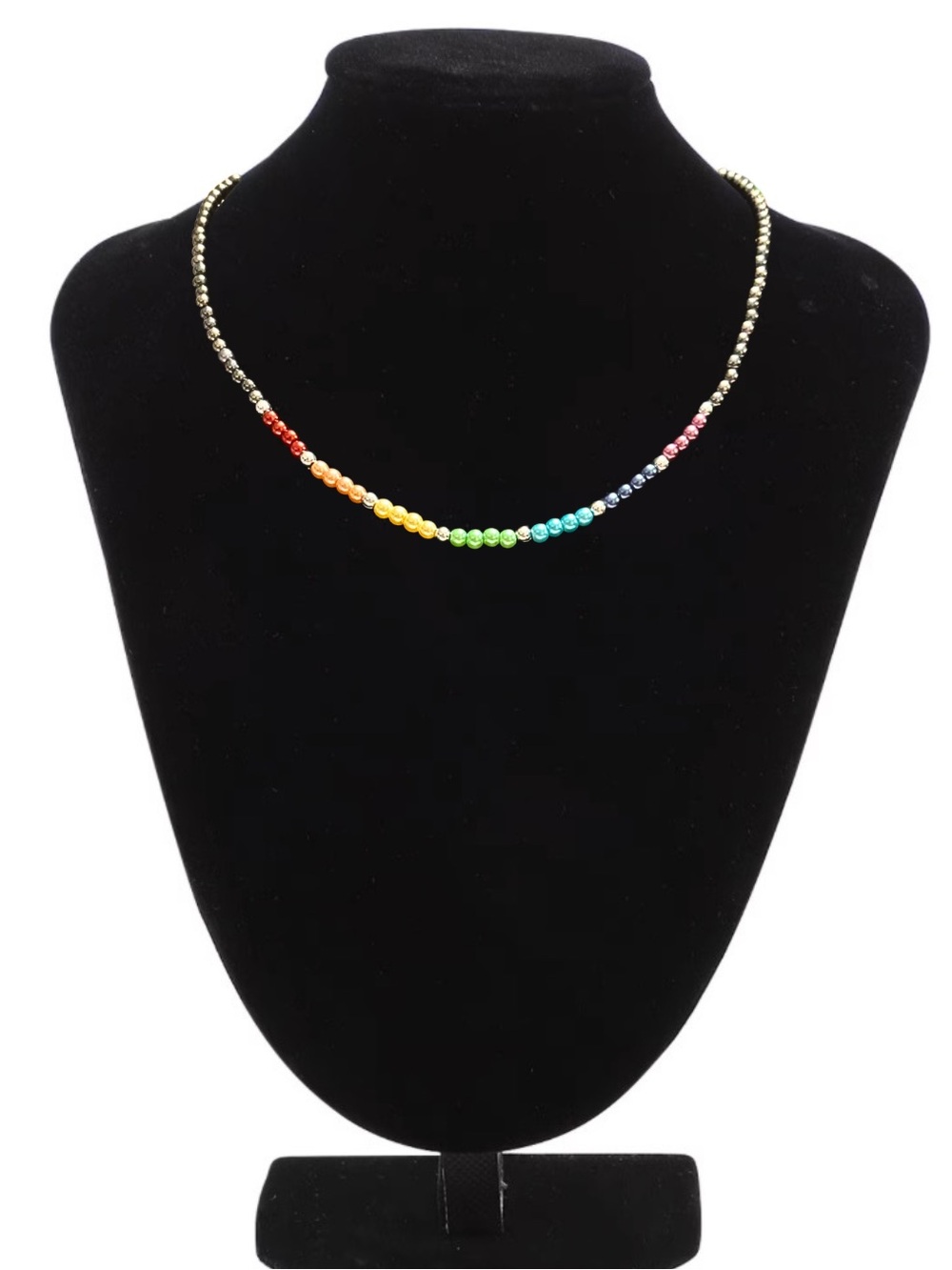 Hematite Beaded Rainbow Necklace